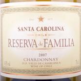 胜卡罗（圣卡罗）家族珍藏雪当利白葡萄酒(Santa Carolina-Reserva De Familia Chardonnay)